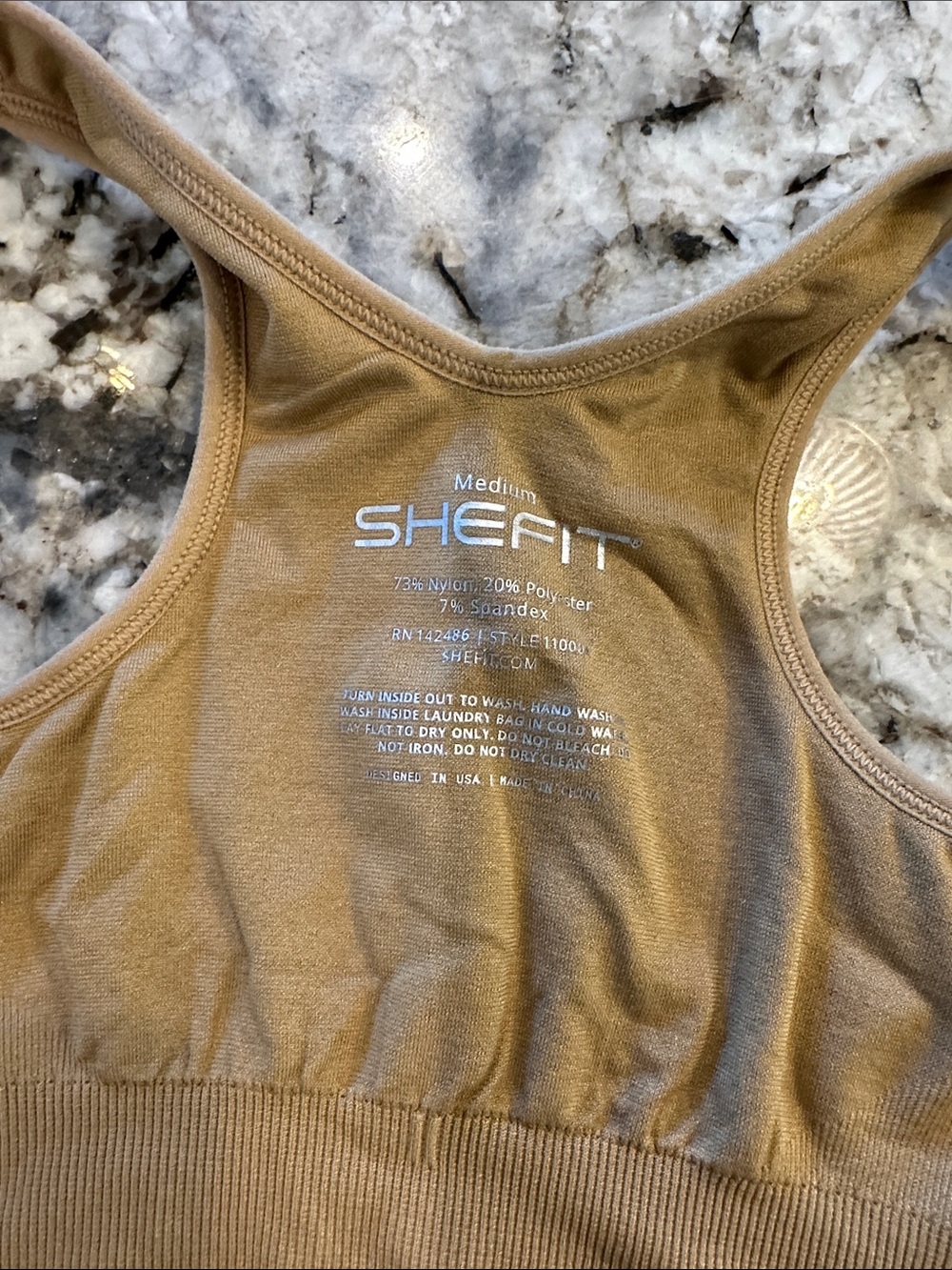 SHEFIT Lounge Bra M Honey Wheat Front Zip Wireless Comfort Athleisure Sporty - Picture 5 of 8